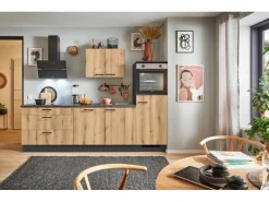 Outlet Pino Küchenzeile 250 cm Evoke Eiche Anschlag rechts 1 Geräteschrank