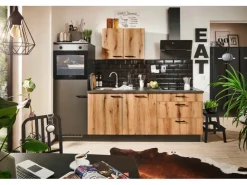 Sale Pino Küchenzeile 260 cm Evoke Eiche Anschlag links 1 Geräteschrank Grafit