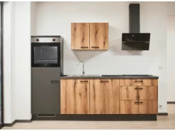 Sale Pino Küchenzeile 260 cm Evoke Eiche Anschlag links 1 Geräteschrank Grafit
