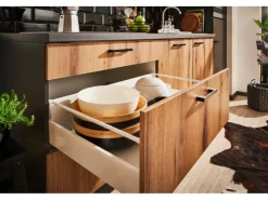 Sale Pino Küchenzeile 260 cm Evoke Eiche Anschlag links 1 Geräteschrank Grafit
