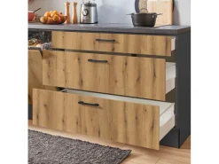 Best Pino Küchenzeile 300cm Evoke Eiche Anschlag rechts 1 Geräte-, 1 Apothekerschrank