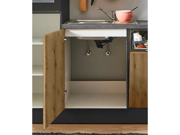 Best Pino Küchenzeile 300cm Evoke Eiche Anschlag rechts 1 Geräte-, 1 Apothekerschrank