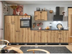New Pino Küchenzeile 340 cm Evoke Eiche Anschlag links 1 Geräte-, 1 Apothekerschrank