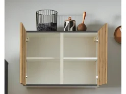 Hot Küchenzeile 260 cm Evoke Eiche Anschlag links 1 Geräteschrank Kühlschränke