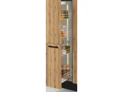 New Küchenzeile 310 cm Evoke Eiche Anschlag links 1 Geräte-, 1 Apothekerschrank Kühlschränke