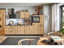 New Pino Küchenzeile 290 cm Evoke Eiche Anschlag rechts 1 Geräte-. 1 Seitenschrank
