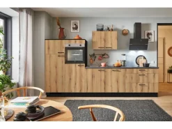 Outlet Pino Küchenzeile 310 cm Evoke Eiche Anschlag links 2 Geräteschränke