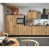 Discount Küchenzeile 360 cm Evoke Eiche Anschlag links 1 Geräte-, 1 Apothekerschrank Kochfelder|Kühlschränke