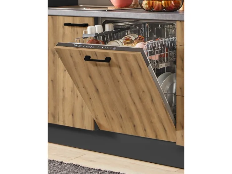 New Pino Küchenzeile 270 cm Evoke Eiche Anschlag links 1 Geräteschrank