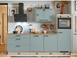 Pino Kühlschränke<Küchenzeile 270 cm Fjordgrün Anschlag rechts 1 Geräteschrank