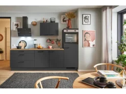 Pino Kühlschränke<Küchenzeile 270 cm Grafit Anschlag rechts 1 Geräteschrank