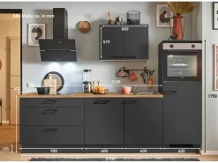 Pino Kühlschränke<Küchenzeile 270 cm Grafit Anschlag rechts 1 Geräteschrank