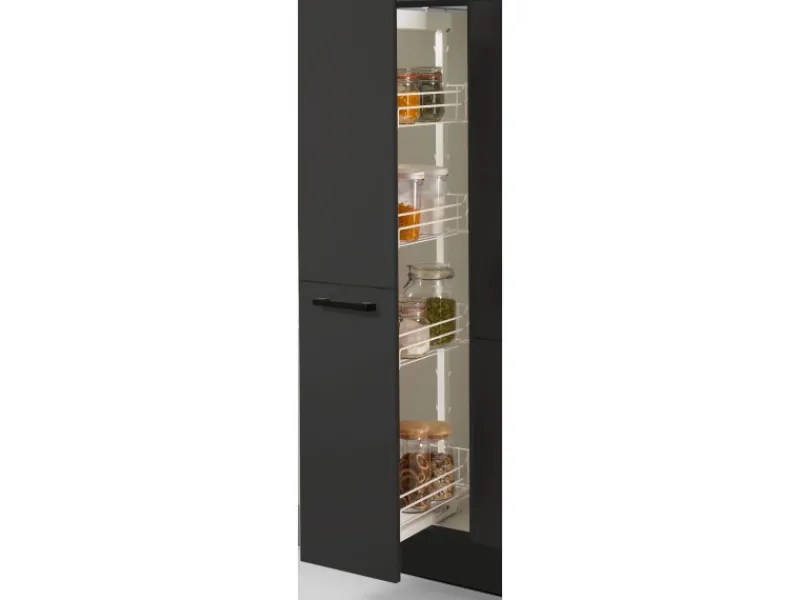 Küchenzeile 280 cm Grafit Anschlag rechts 1 Geräte-. 1 Seitenschrank Kühlschränke