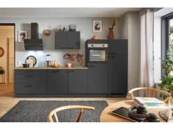 Discount Pino Küchenzeile 270 cm Grafit Anschlag links 1 Geräteschrank