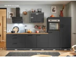 Discount Pino Küchenzeile 270 cm Grafit Anschlag links 1 Geräteschrank