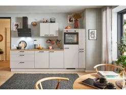 Outlet Pino Küchenzeile 300 cm Kaschmirgrau Anschlag rechts 1 Geräte-. 1 Seitenschrank