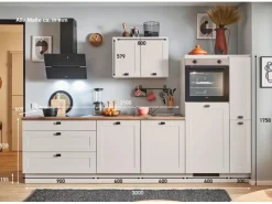 Pino Kochfelder|Kühlschränke<Küchenzeile 300cm Kaschmirgrau Matt Anschlag R 1 Geräte-. 1 Seitenschrank