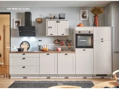 Clearance Pino Küchenzeile 320 cm Kaschmirgrau Matt Anschlag rechts 2 Geräteschränke