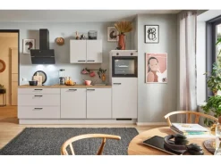 Sale Küchenzeile 270 cm Kaschmirgrau Anschlag rechts 1 Geräteschrank Kochfelder|Kühlschränke