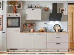 Pino Küchenzeile 260 cm Kaschmirgrau Anschlag links 1 Geräteschrank