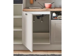 Pino Winkelküchen<Küchenzeile 300cm Kaschmirgrau Matt Anschlag L 1Geräte-, 1 Apothekerschrank