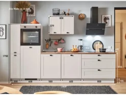 Best Pino Küchenzeile280 cm Kaschmirgrau Matt Anschlag L 1 Geräte-. 1 Seitenschrank