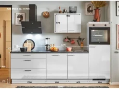 New Pino Küchenzeile 280 cm Lichtgrau Hochglanz Anschlag rechts 1 Geräteschrank