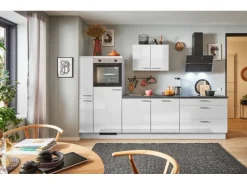 Discount Pino Küchenzeile 290cm Lichtgrau Hochglanz Anschlag L 1 Geräte-. 1 Seitenschrank