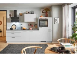 Clearance Küchenzeile 280 cm Lichtgrau Anschlag rechts 1 Geräte-. 1 Seitenschrank Kühlschränke