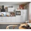 Sale Pino Küchenzeile 370 cm Lichtgrau Anschlag rechts 1 Geräte-, 1 Apothekerschrank