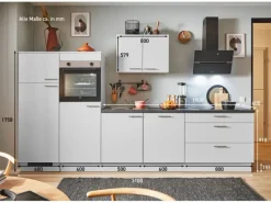 Sale Küchenzeile 310 cm Lichtgrau Anschlag links 2 Geräteschränke Kühlschränke