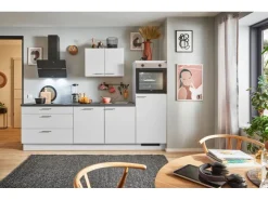 Pino Kochfelder|Kühlschränke<Küchenzeile 280 cm Lichtgrau Anschlag rechts 1 Geräteschrank
