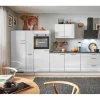 Sale Pino Küchenzeile 340cm Lichtgrau Hochglanz Anschlag L 1Geräte-,1Apothekerschrank