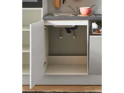 Sale Pino Küchenzeile 340cm Lichtgrau Hochglanz Anschlag L 1Geräte-,1Apothekerschrank