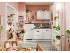 Küchenzeile 180 cm Pastellblau Anschlag links 1 Geräteschrank Kühlschränke