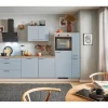 Sale Küchenzeile 270 cm Pastellblau Anschlag rechts 1 Geräteschrank Kochfelder|Kühlschränke