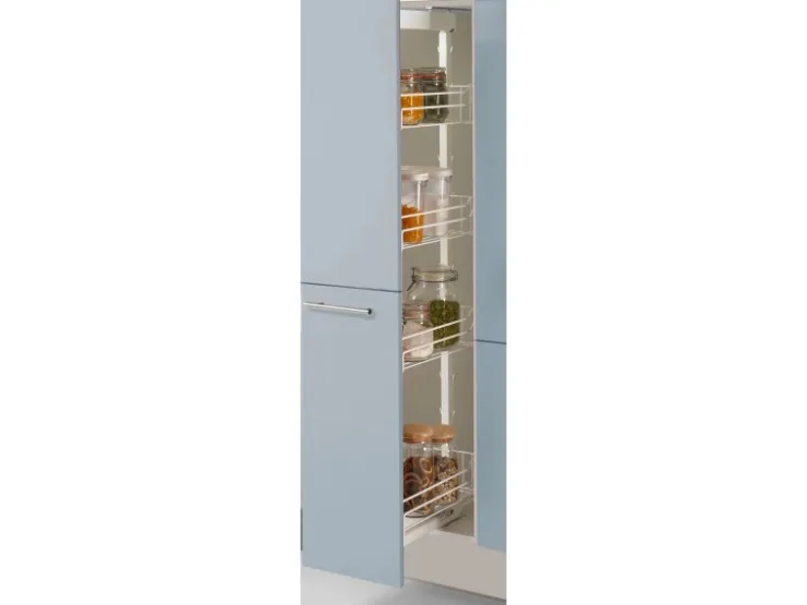 Sale Küchenzeile 270 cm Pastellblau Anschlag rechts 1 Geräteschrank Kochfelder|Kühlschränke