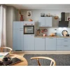 Outlet Küchenzeile 320 cm Pastellblau Anschlag links 2 Geräteschränke Kochfelder|Kühlschränke