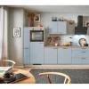 Sale Pino Küchenzeile 280 cm Pastellblau Anschlag links 1 Geräte-, 1 Apothekerschrank