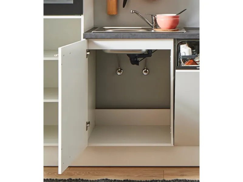 Clearance Küchenzeile 310 cm Weiß Anschlag rechts 1 Geräte-. 1 Seitenschrank Kühlschränke