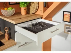 Pino Kochfelder<Küchenzeile 180 cm Weiß Anschlag rechts 1 Geräteschrank