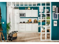 Hot Pino Küchenzeile 240 cm Weiß Anschlag links 1 Geräteschrank