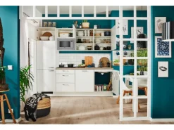 Hot Pino Küchenzeile 240 cm Weiß Anschlag links 1 Geräteschrank