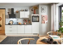 Hot Küchenzeile 280 cm Weiß Anschlag rechts 1 Geräteschrank Kochfelder