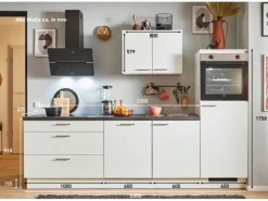 Hot Küchenzeile 280 cm Weiß Anschlag rechts 1 Geräteschrank Kochfelder