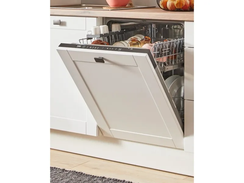 Clearance Küchenzeile 350 cm Weiß matt Anschlag links 1 Geräte-, 1 Apothekerschrank Kühlschränke
