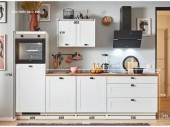 Best Küchenzeile 270 cm Weiß matt Anschlag links 1 Geräteschrank Kühlschränke
