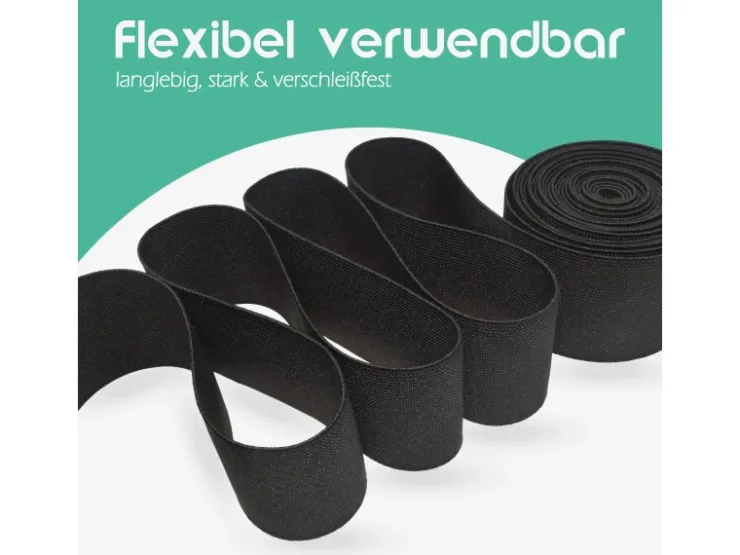Best ProHome Gummiband 2,5 m x 2,5 cm Schwarz