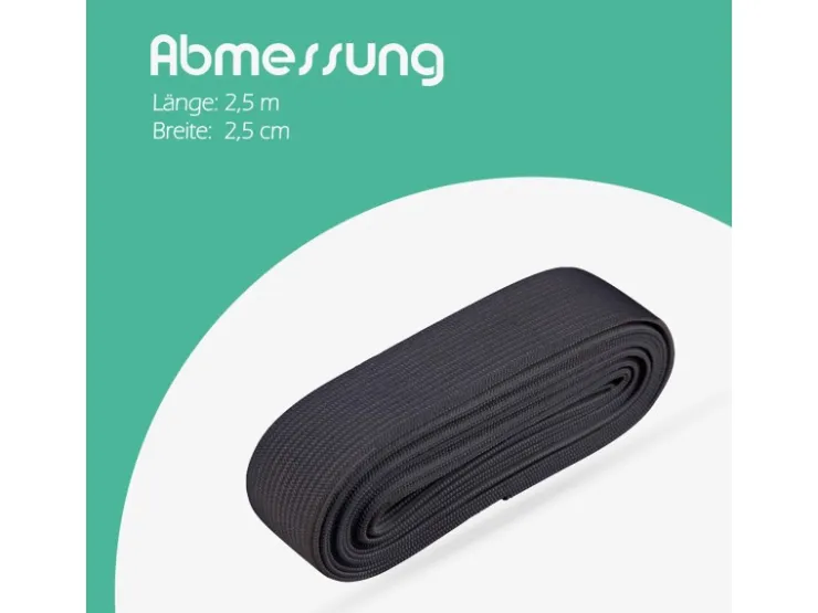 Best ProHome Gummiband 2,5 m x 2,5 cm Schwarz