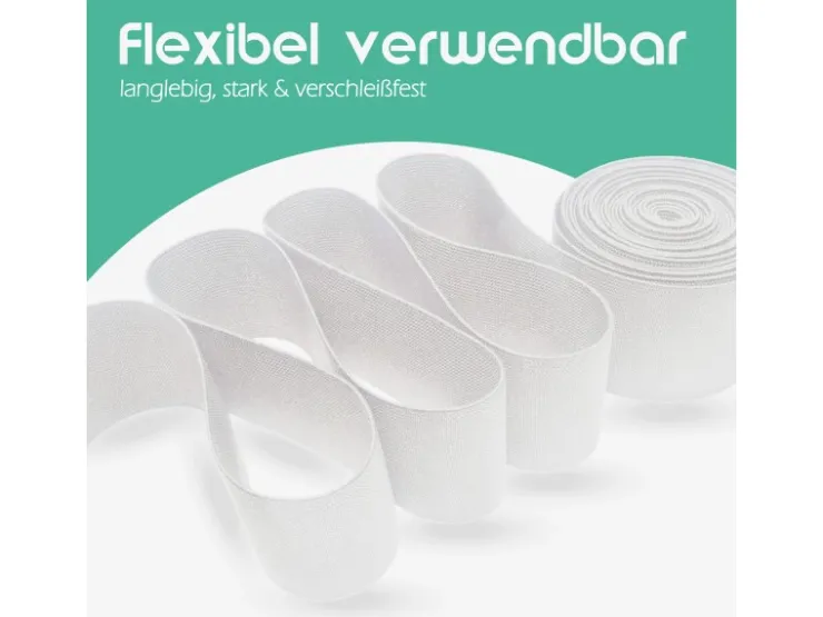 ProHome Küchenhelfer<Gummiband 2,5 m x 2,5 cm Weiß